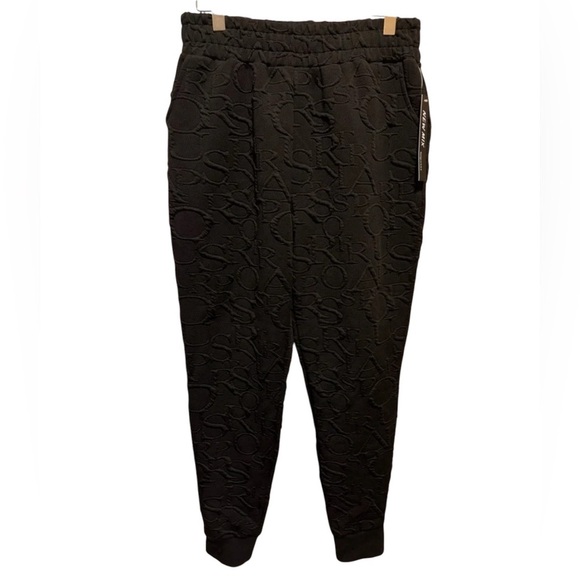 New Mix Black Patterned Jogger Pants Pockets Elastic Waist Sz XL - Picture 1 of 10